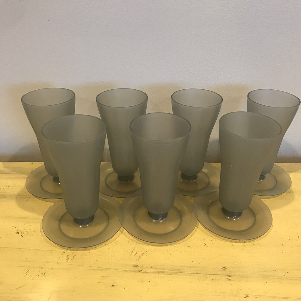 Set of 7 Smoky Gray Tall Tupperware Parfait Dessert Sundae Pudding Cups Cool